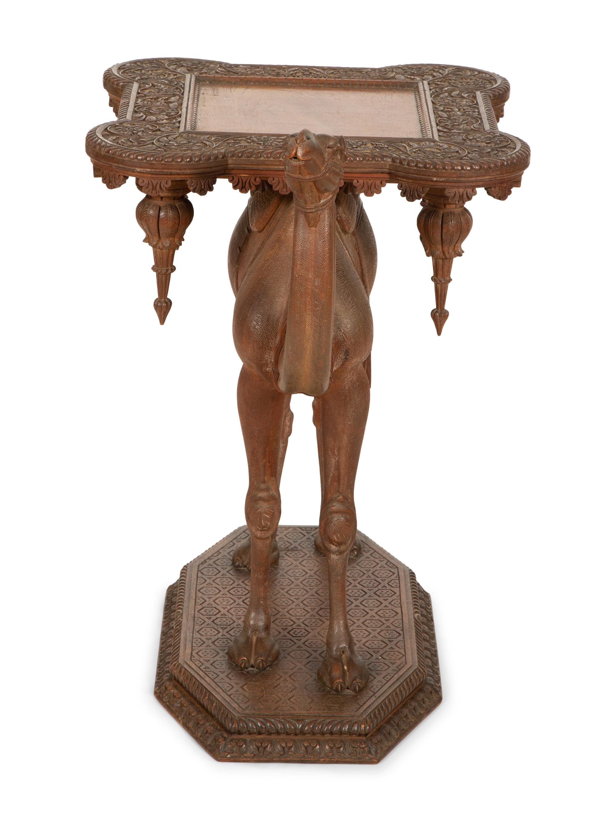 A Middle Eastern Carved Oak Camel-Form Side Table