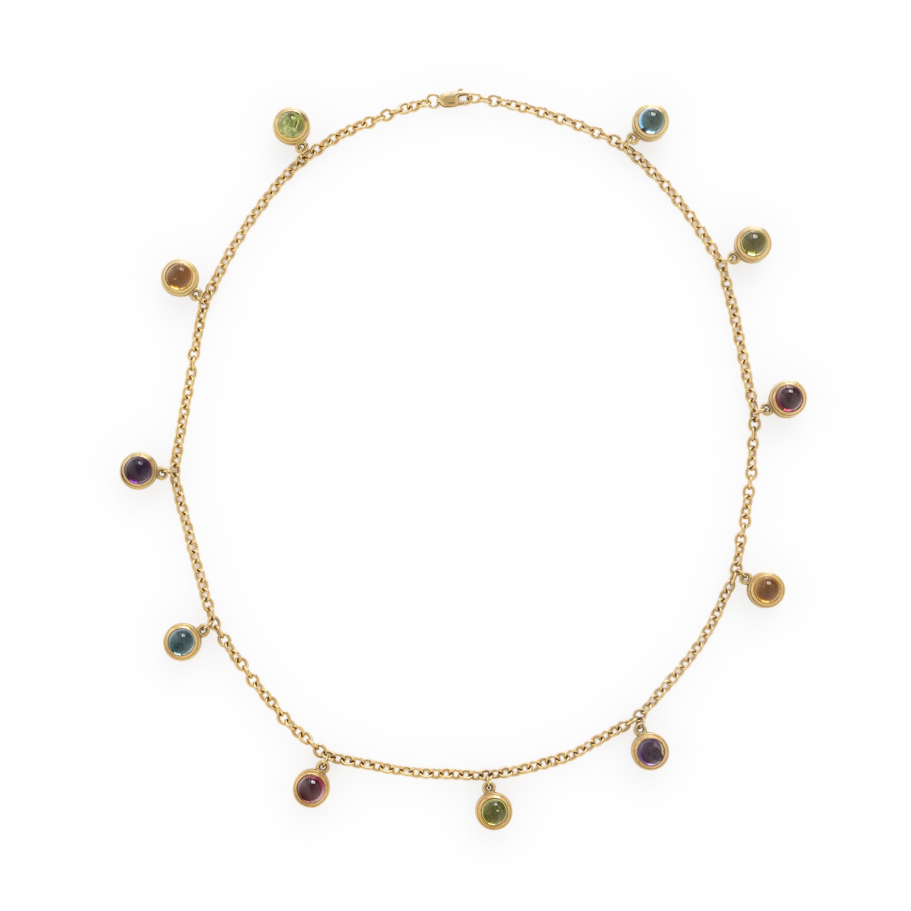 Slane & Slane, Yellow Gold and Multigem Necklace