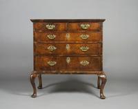 A Queen Anne Style Walnut Chest of Drawers, Height 39 1/2 x width 37 x depth 23 inches.