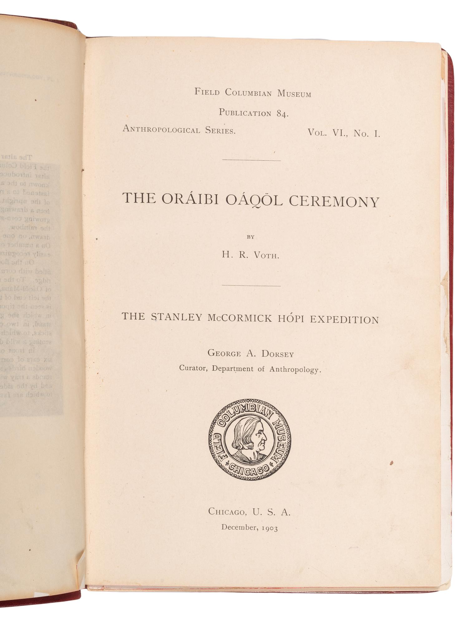 [HARVEY, Fred, his copies]. VOTH, Heinrich Richert (1855-1931). A group of four ethnographic works, comprising: