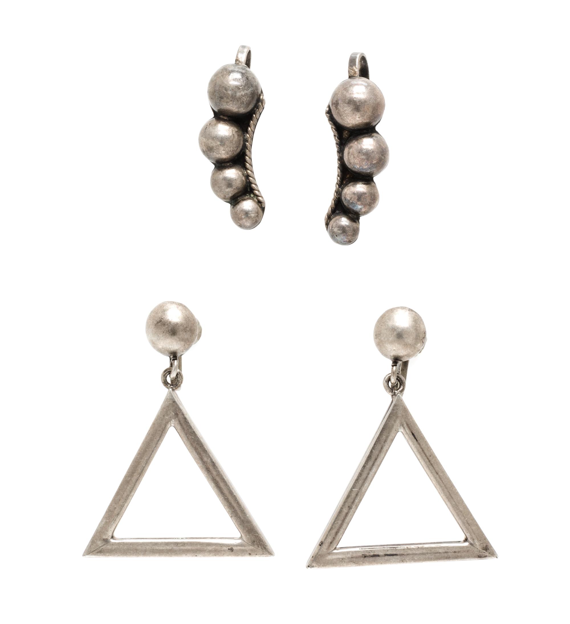 A Collection of Silver Earclips, Mexico, 10.70 dwts.