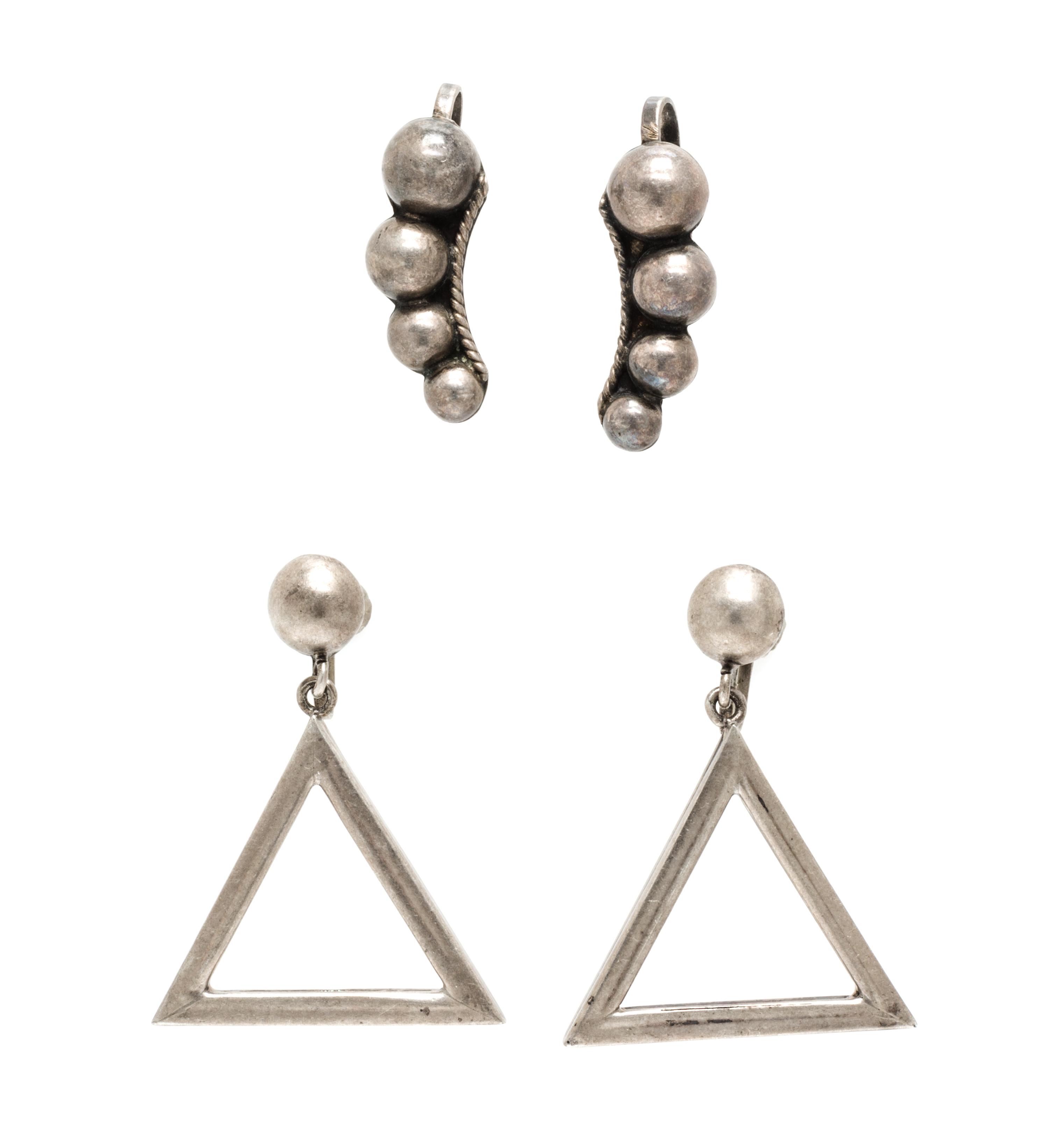 A Collection of Silver Earclips, Mexico, 10.70 dwts.