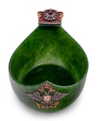 A Russian 14-Karat Gold, Enamel and Diamond Mounted Jade Kovsh