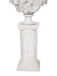 A Pair of Italian Glazed Terracotta Portrait Busts on Neoclassical Style Pedestals