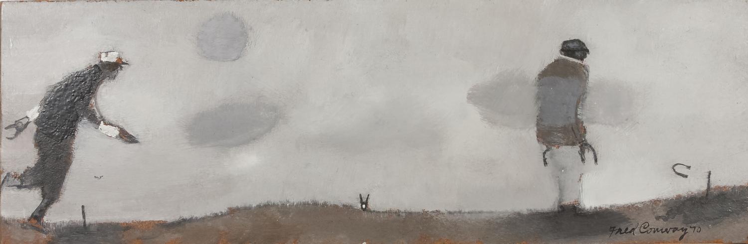 Two works: Men Playing Horseshoes and Men Playing Golf