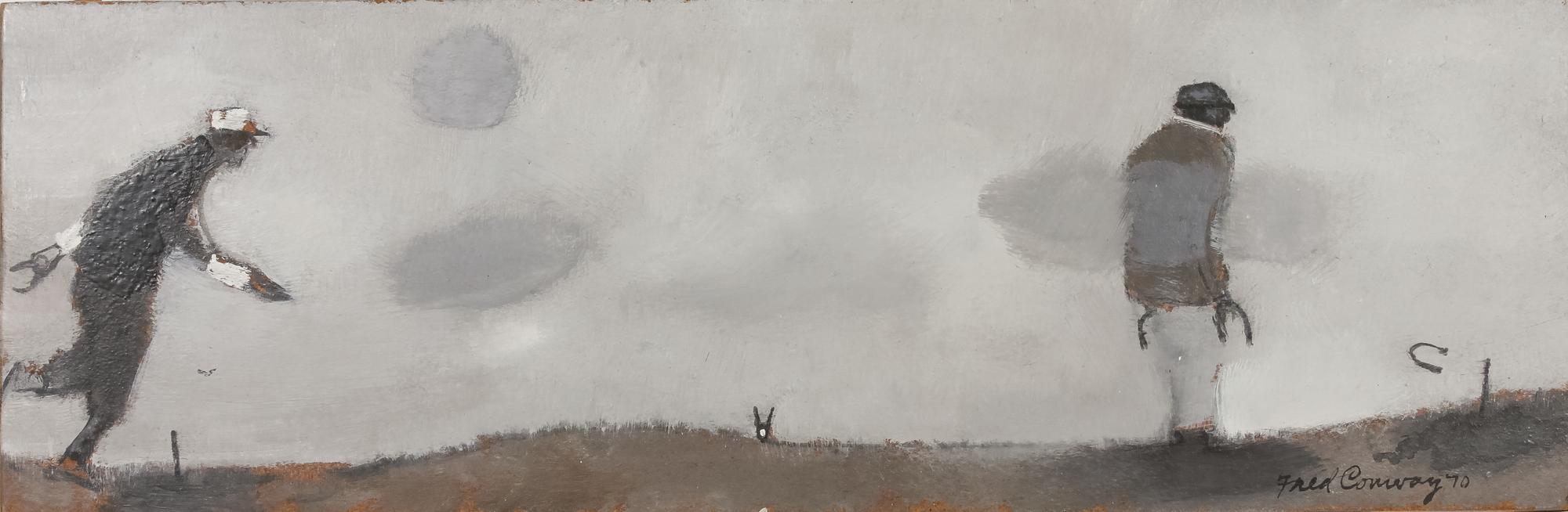 Two works: Men Playing Horseshoes and Men Playing Golf