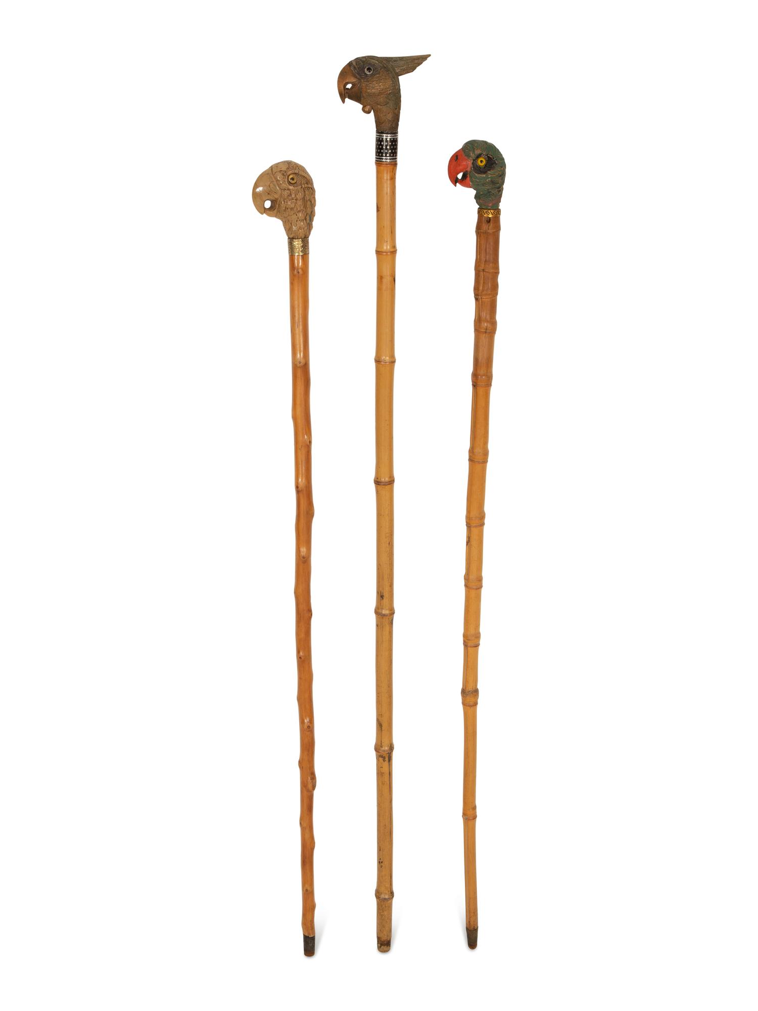 Three Zoomorphic Walking Sticks