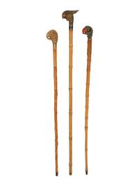 Three Zoomorphic Walking Sticks