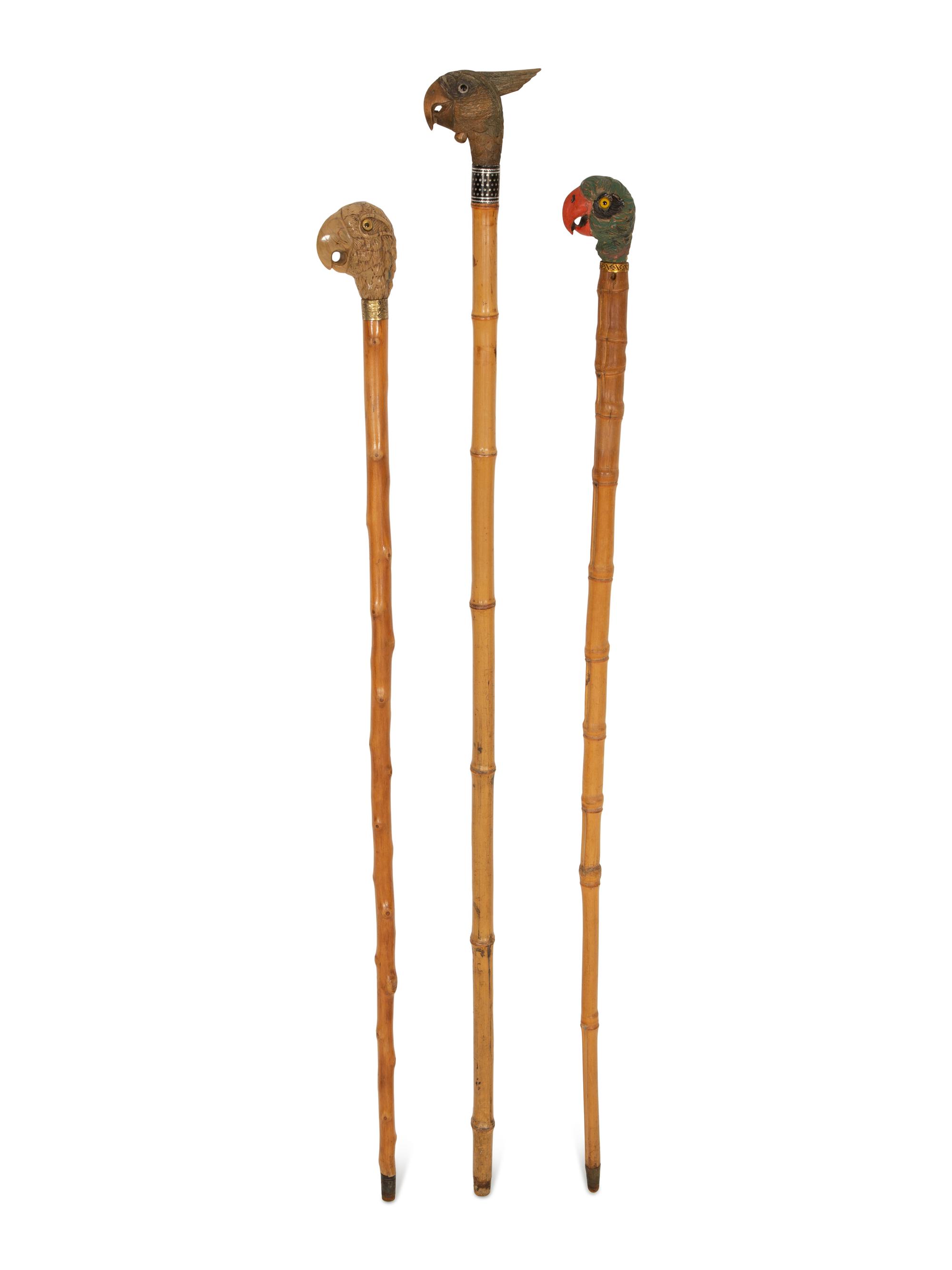 Three Zoomorphic Walking Sticks