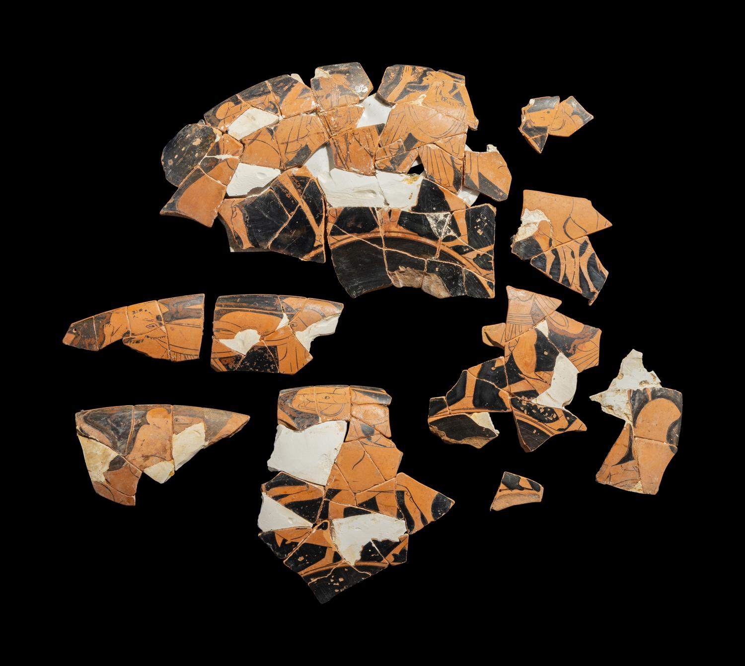 12 Attic Red-Figured Type B Cup Fragments