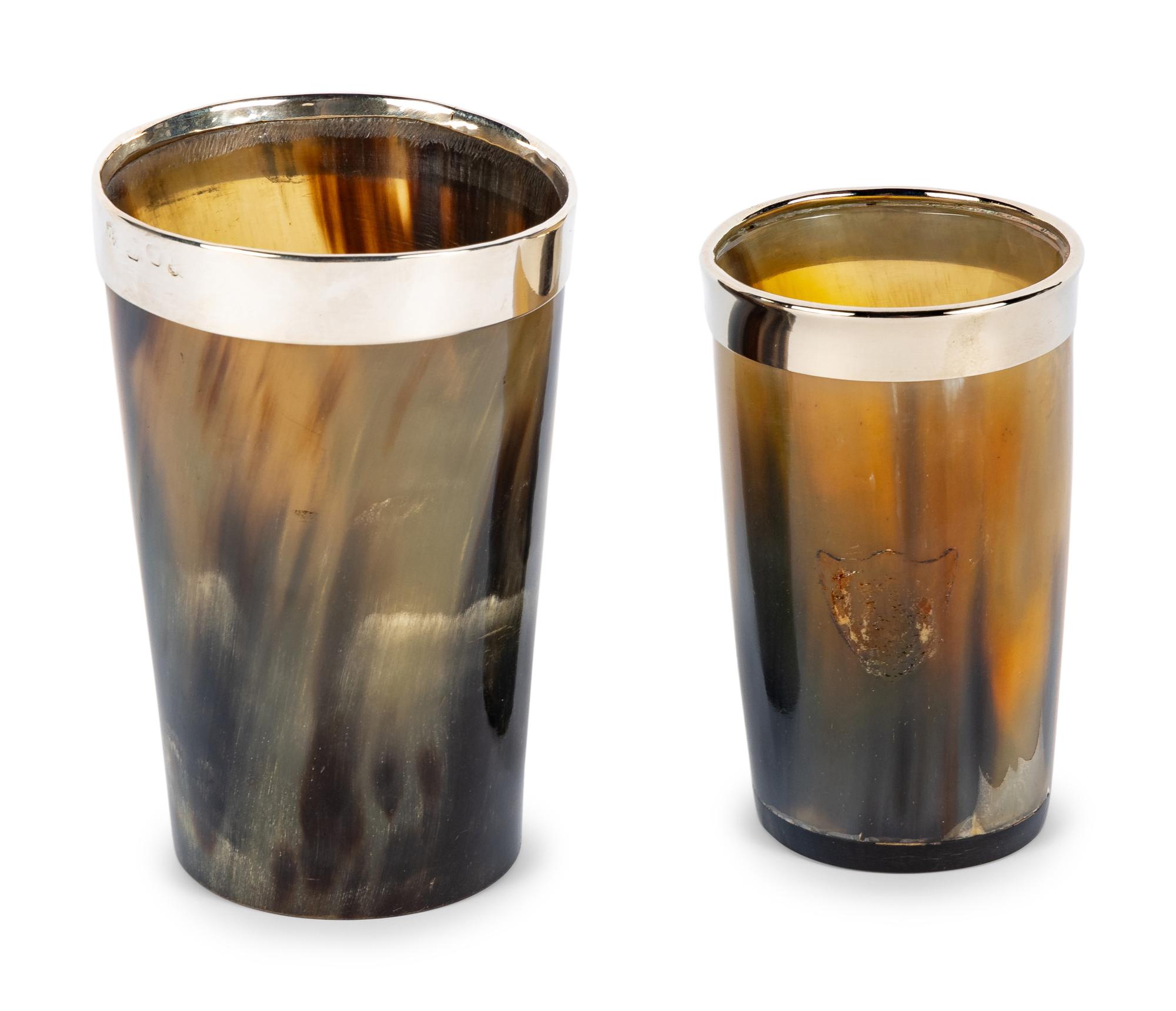 An English Silver Mounted Horn Drinking Cup