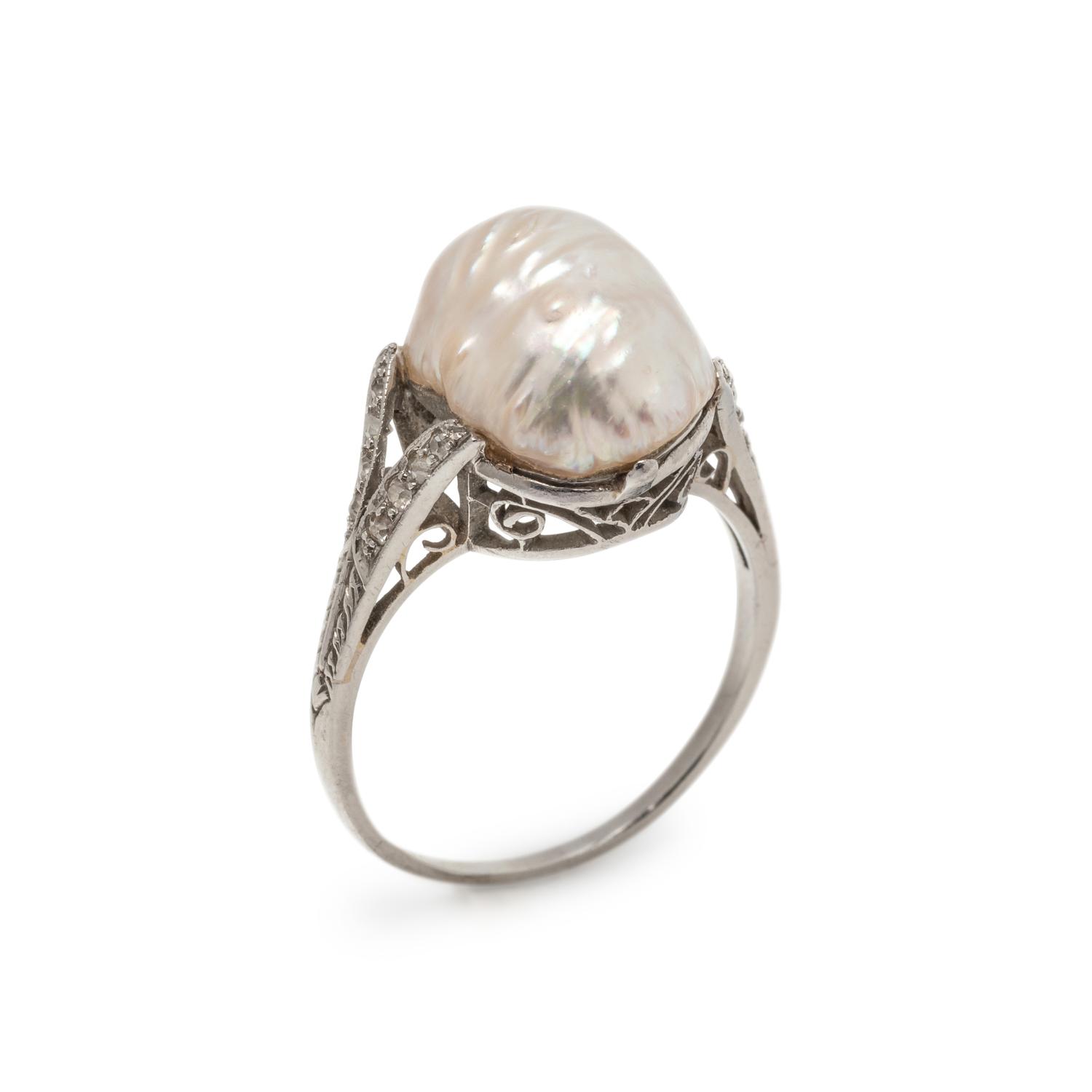 ANTIQUE, PEARL AND DIAMOND RING