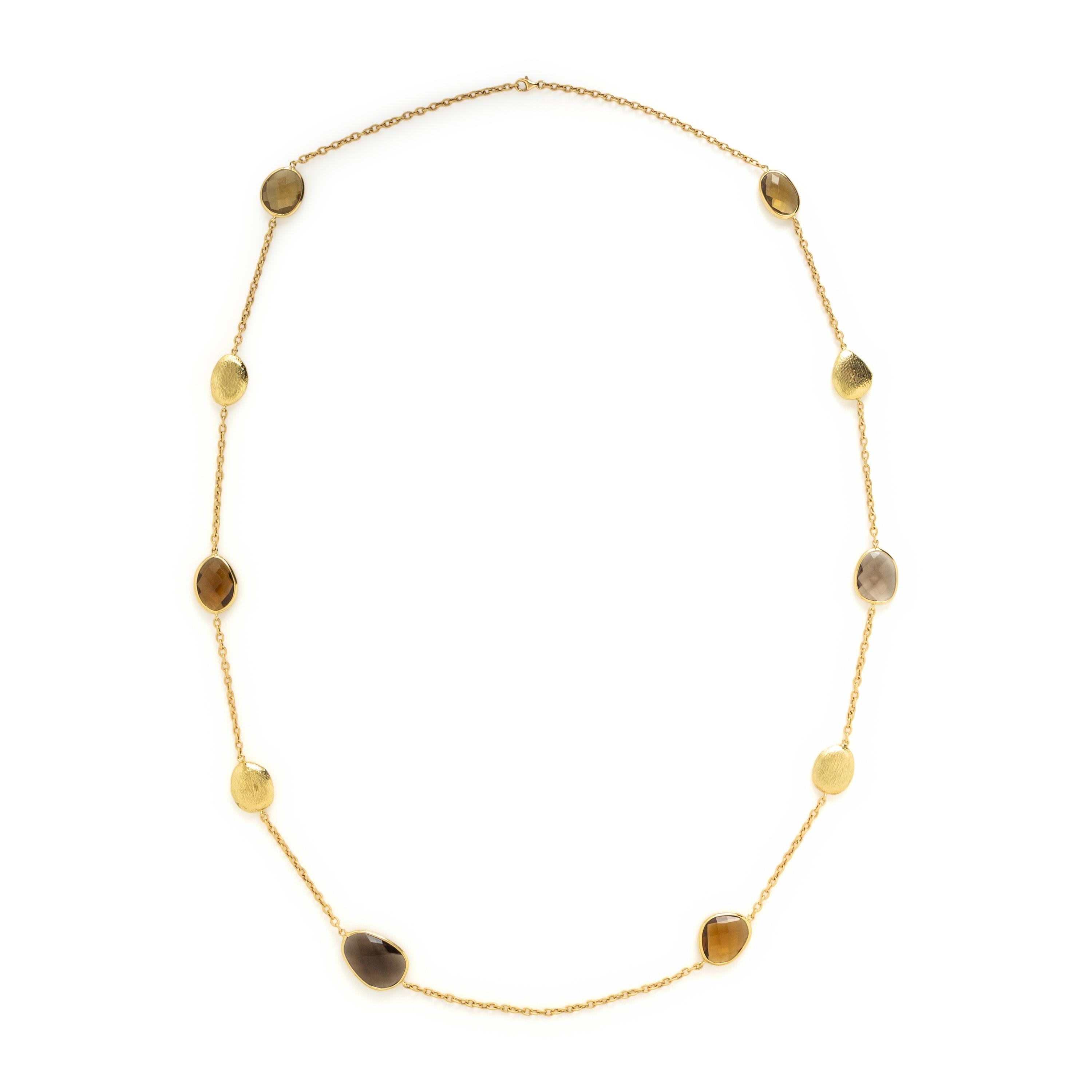 Yvel, Smoky Quartz and Yellow Gold Station Necklace