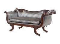 A George IV Brass Mounted Carved and Figured Mahogany Sofa