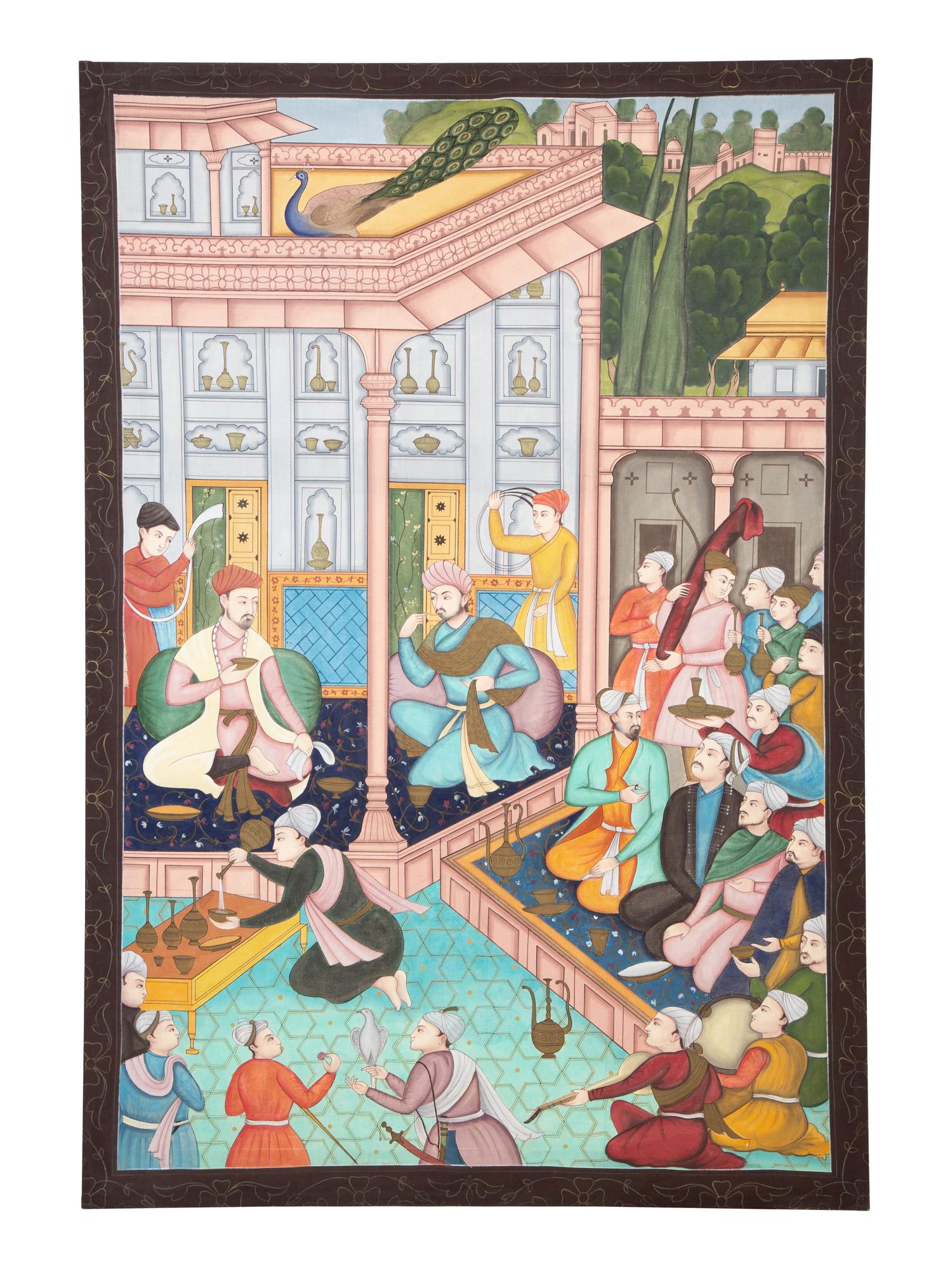 An Indian Mughal Painting on Linen