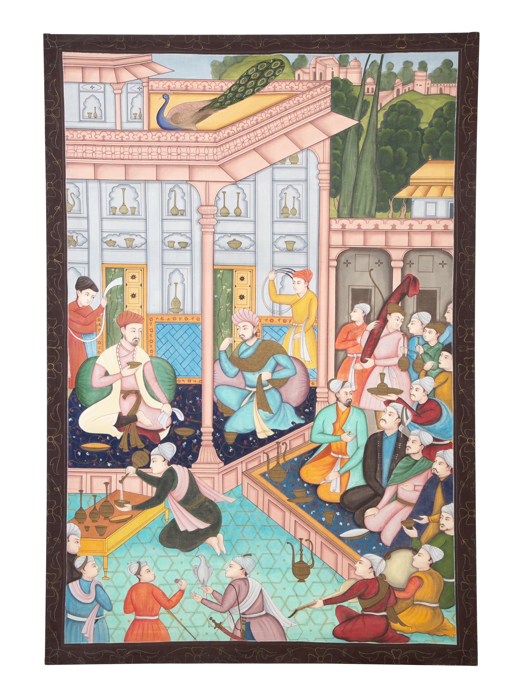 An Indian Mughal Painting on Linen