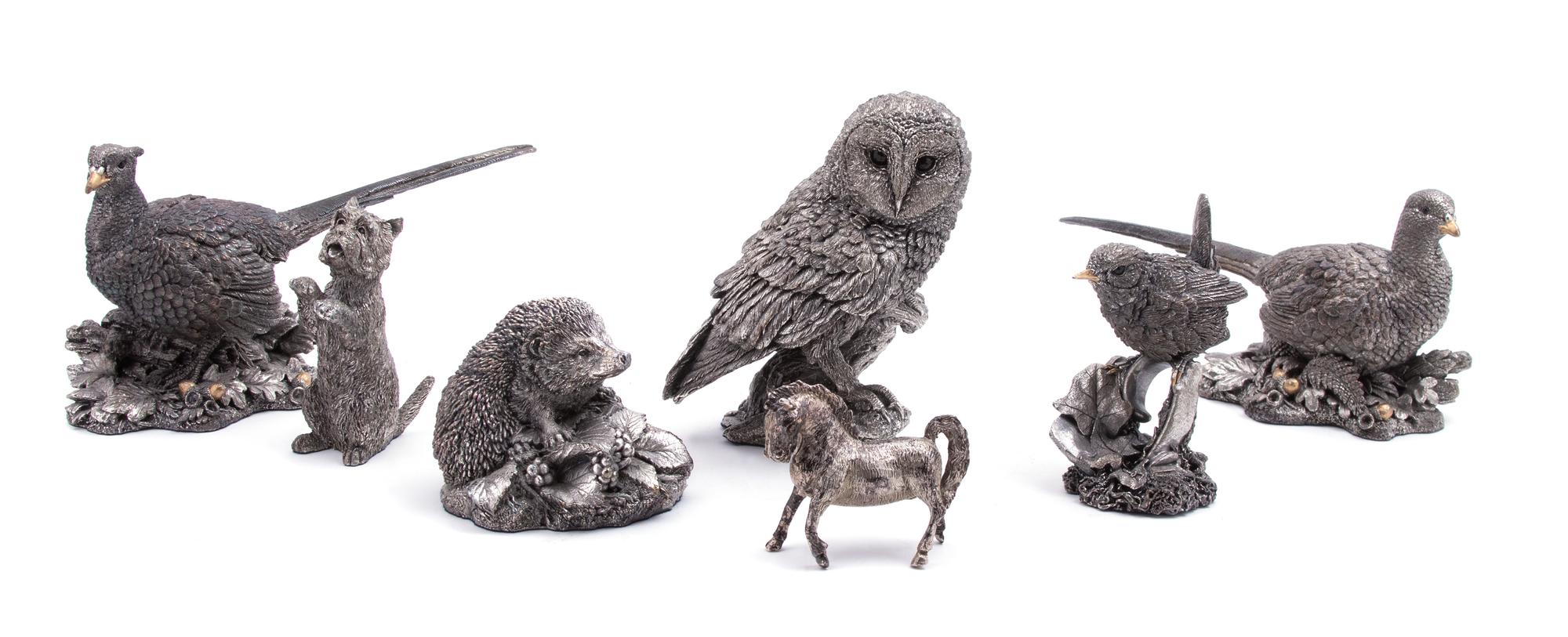 A Group of Six Country Artists 'Silver Filled' Animals