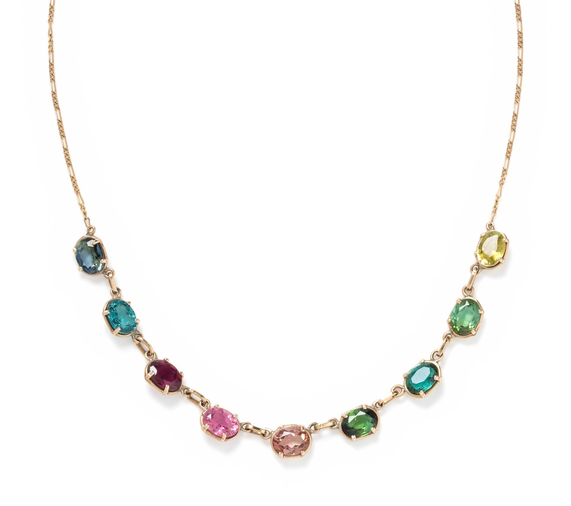YELLOW GOLD AND MULTICOLOR TOURMALINE NECKLACE