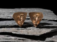 14K Gold and Cobblestone Inlay Shield Clip Earrings