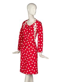 Geoffrey Beene Red Polka Dot Skirt Suit