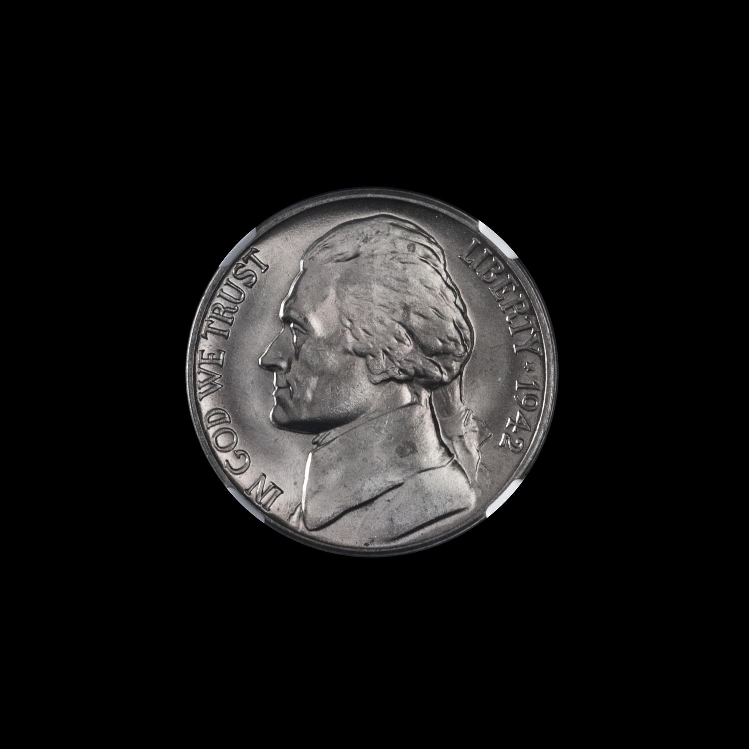 A United States 1942-D Jefferson 5c Coin — NGC GRADED MS66 5FS