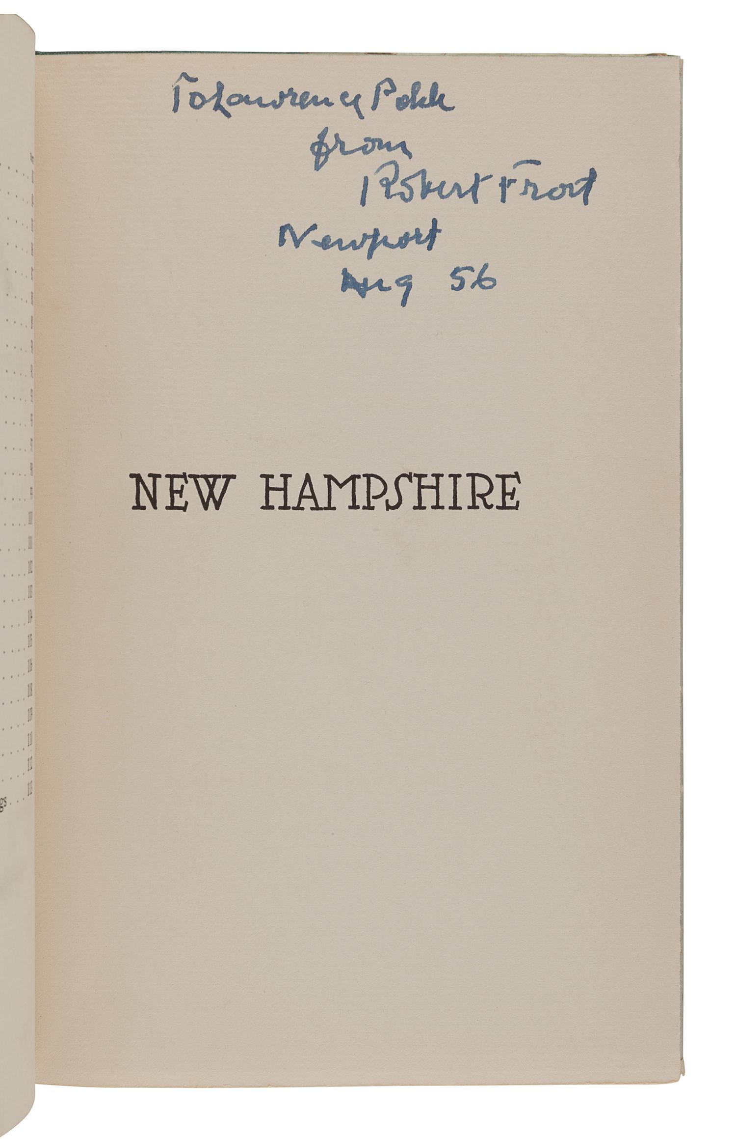 FROST, Robert (1874-1963). A group of 5 signed trade editions, comprising: