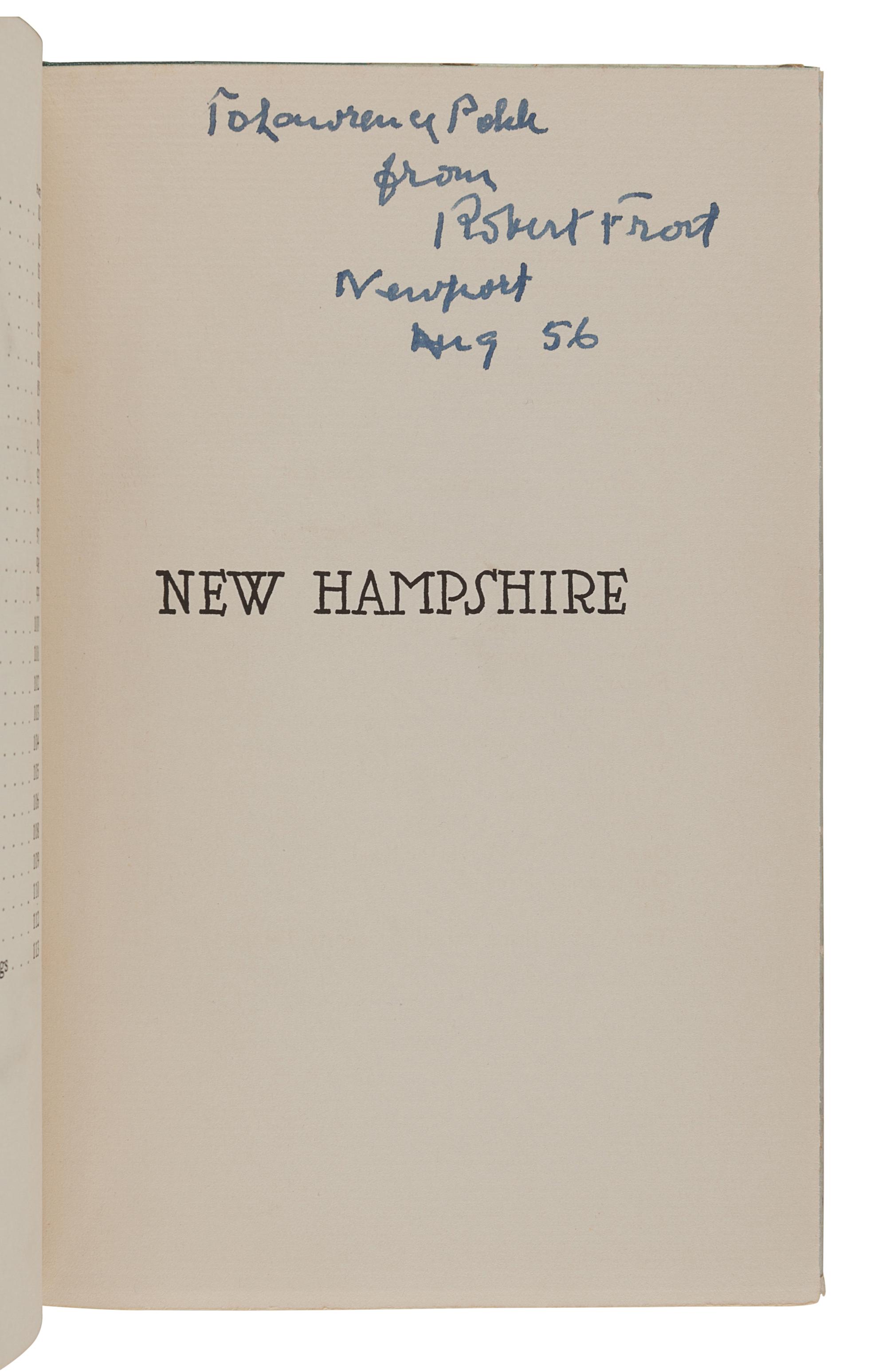 FROST, Robert (1874-1963). A group of 5 signed trade editions, comprising: