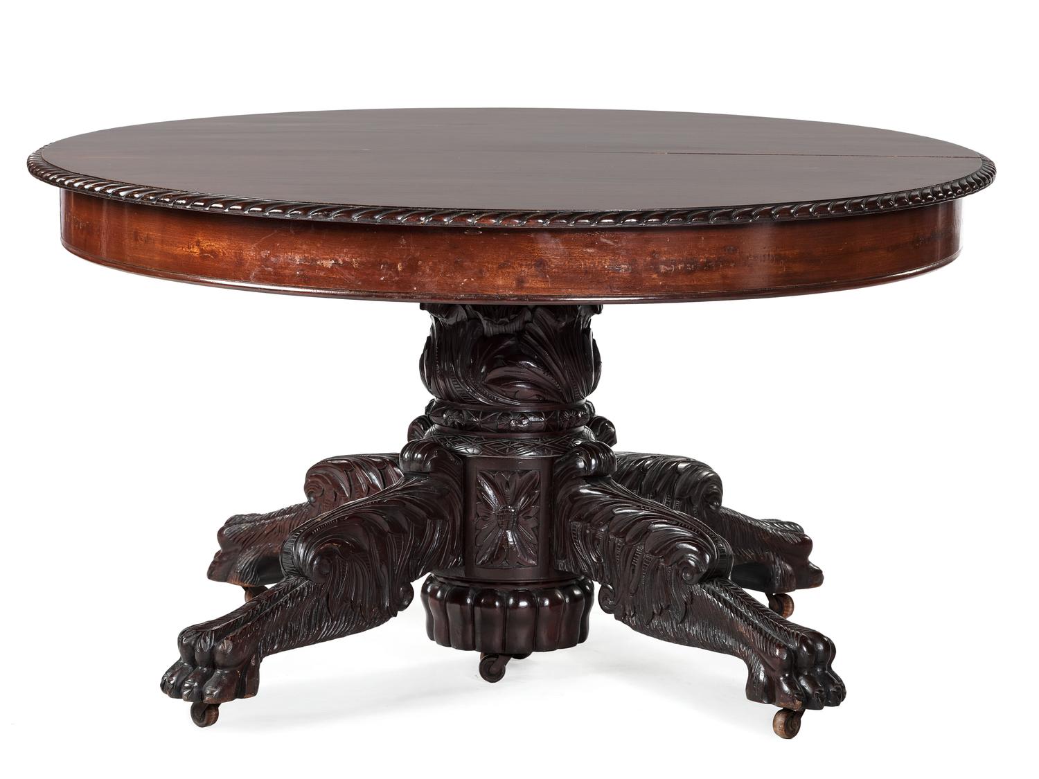 A Classical Carved Mahogany Extension Dining Table
