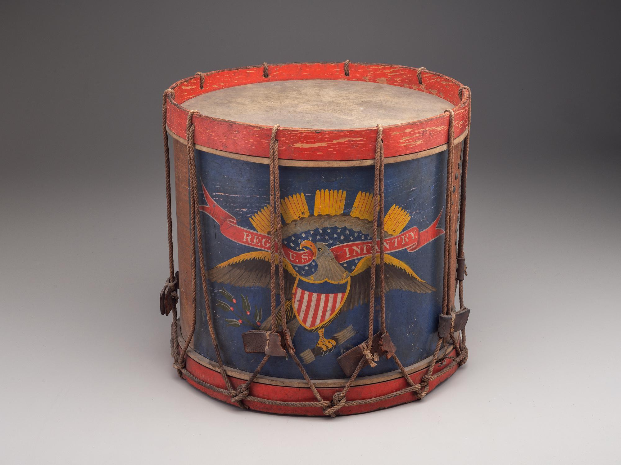[CIVIL WAR]. Painted regulation eagle drum. Manufactured by Richard Mein, Fordham, NY.