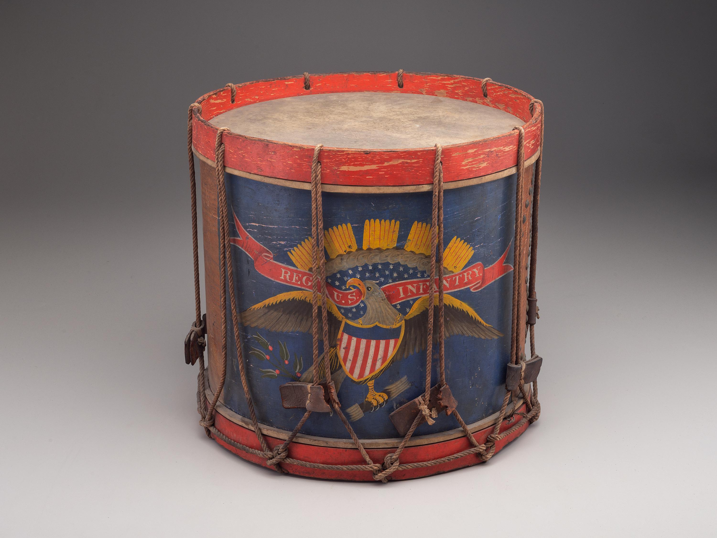 [CIVIL WAR]. Painted regulation eagle drum. Manufactured by Richard Mein, Fordham, NY.