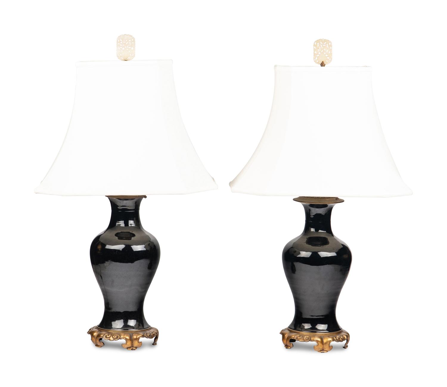A Pair of Gilt Bronze Mounted Chinese Porcelain Vases Mounted as Lamps
