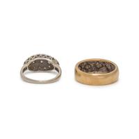 TWO GOLD AND DIAMOND RINGS