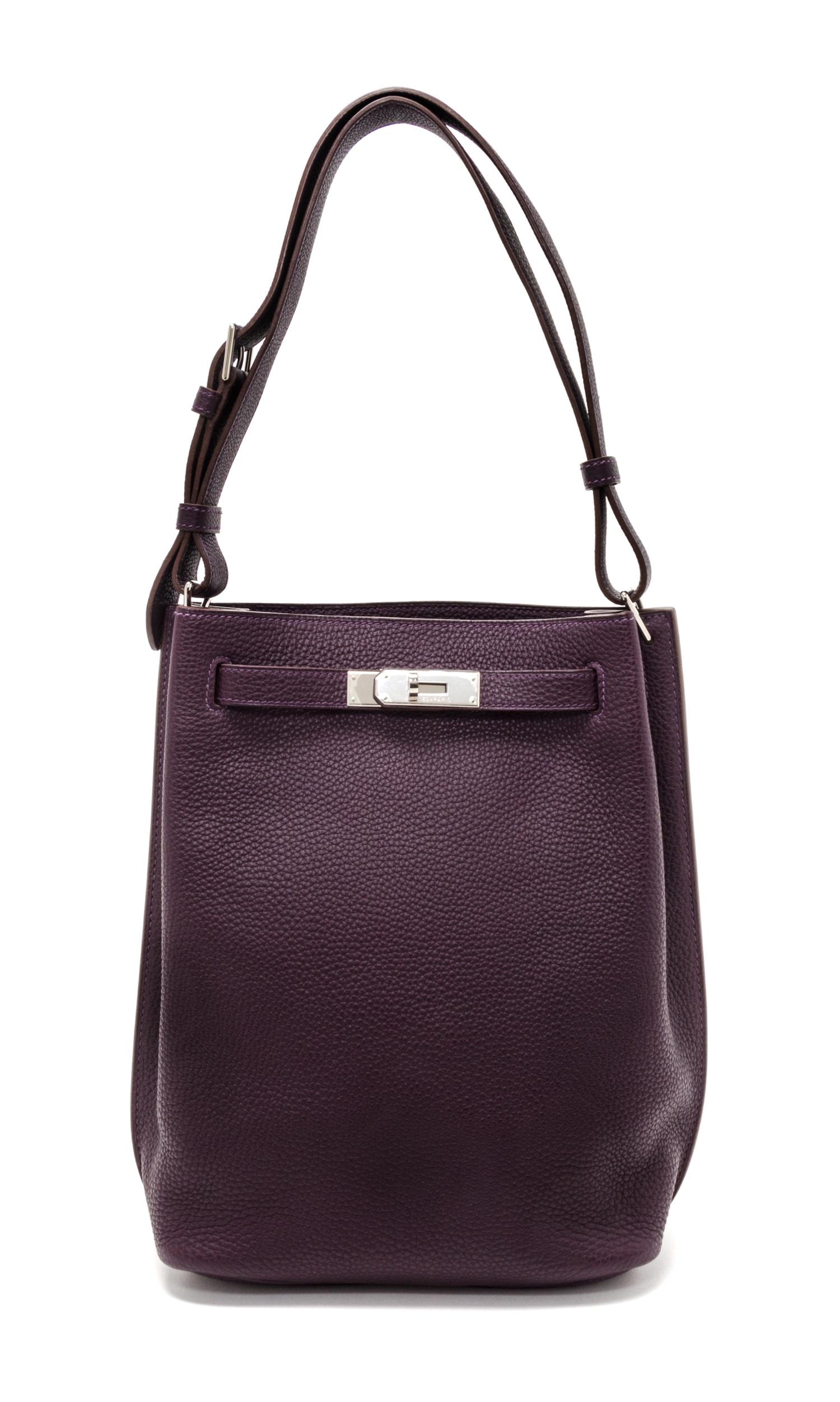 An Hermes Raisin Togo 22cm So-Kelly Handbag, 9" x 11" x 4.5".