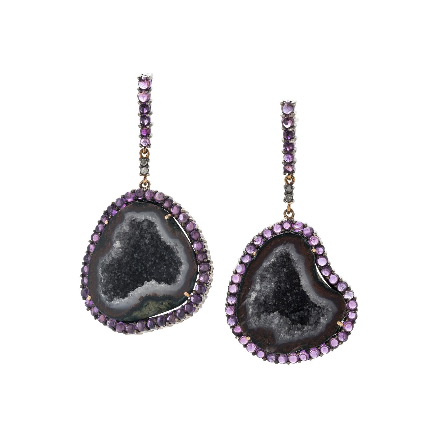 GEODE AND AMETHYST EARRINGS