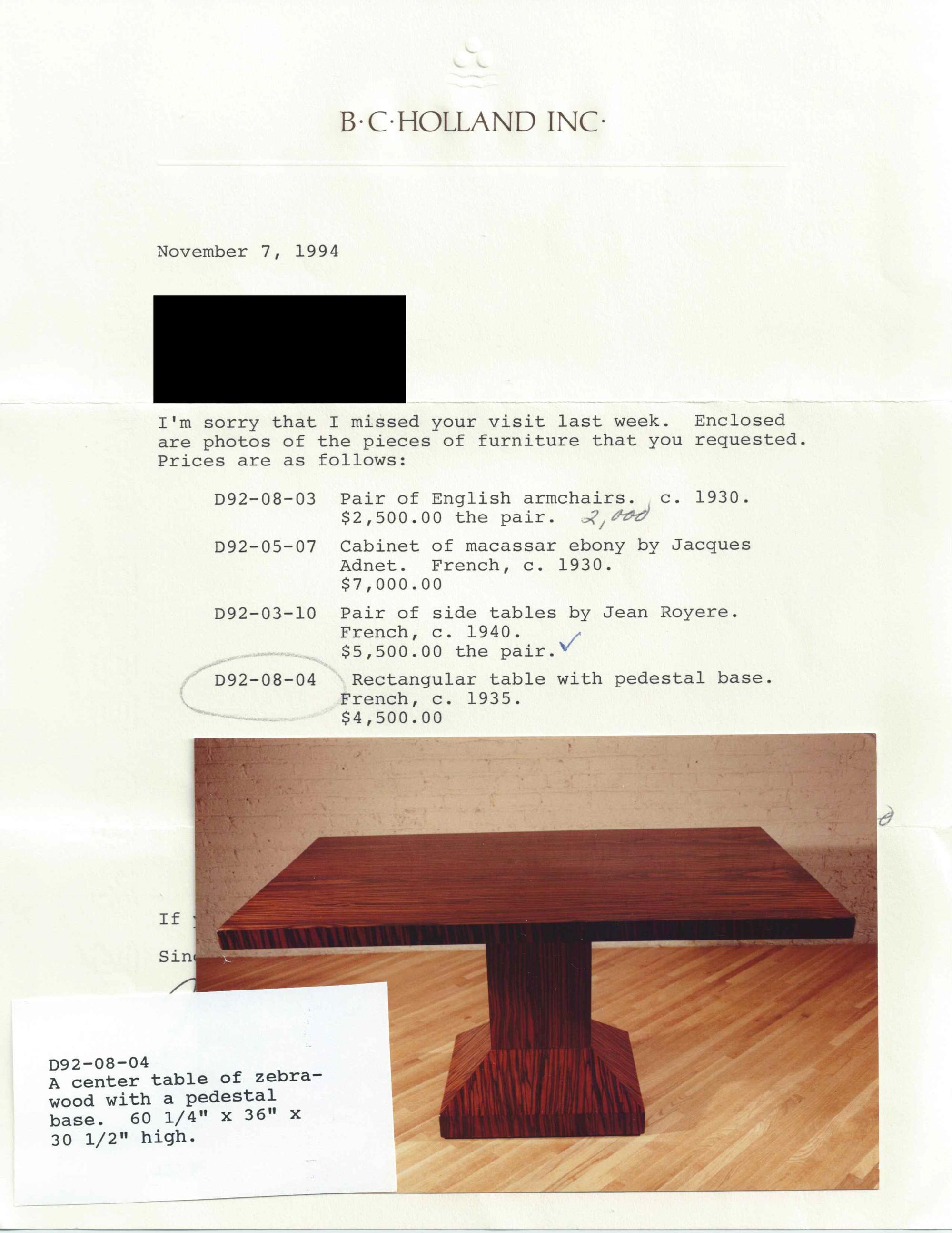 A French Art Deco Calamander Veneered Dining Table