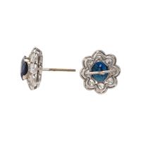 SAPPHIRE AND DIAMOND STUD EARRINGS