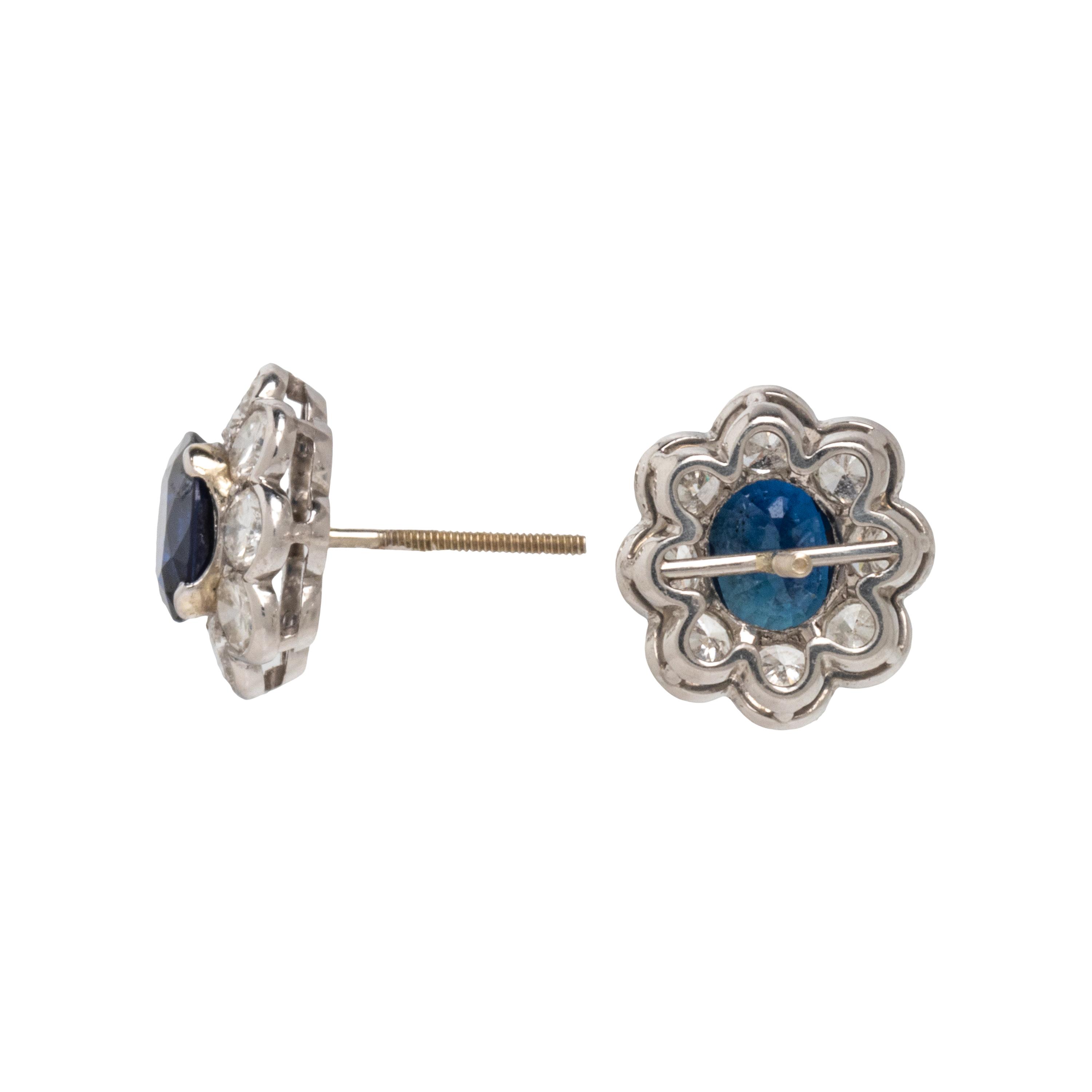 SAPPHIRE AND DIAMOND STUD EARRINGS