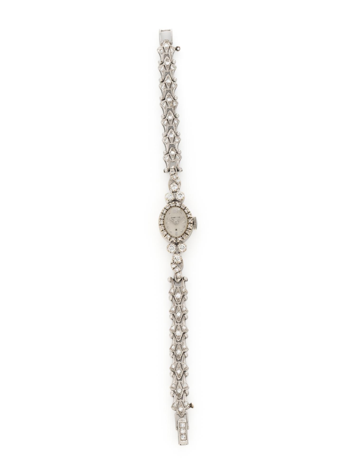HAMILTON, DIAMOND AND WHITE GOLD WATCH