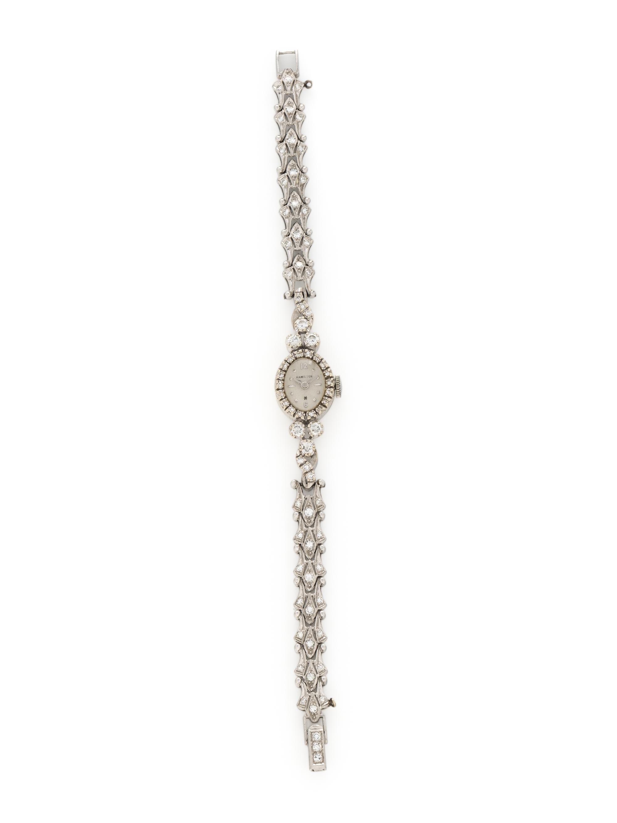 HAMILTON, DIAMOND AND WHITE GOLD WATCH