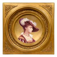 A Pair of French Porcelain Plaques in Giltwood Frames