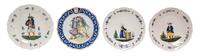 Four Quimper Pottery Plates Diameter 9 1/4 inches.