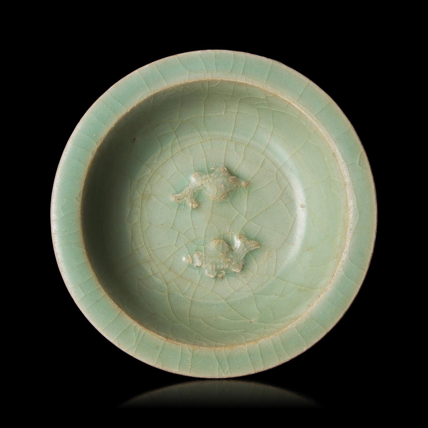 A Chinese Longquan Celadon 'Twin-Fish' Bowl, Southern Song Dynasty 南宋 龍泉雙魚洗