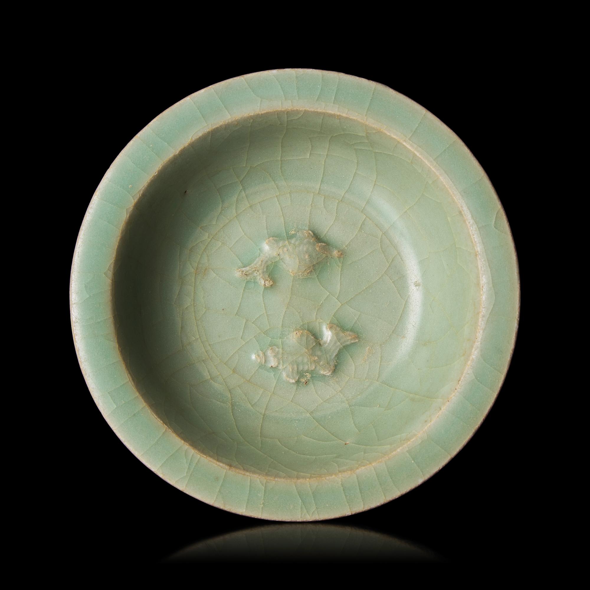 A Chinese Longquan Celadon 'Twin-Fish' Bowl, Southern Song Dynasty 南宋 龍泉雙魚洗