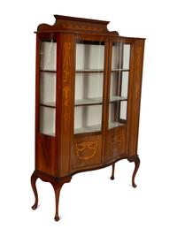 An Edwardian Mahogany and Marquetry Vitrine Cabinet