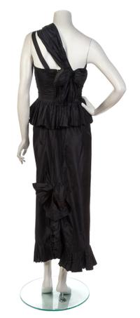 A Chanel Black Taffeta Single Shoulder Gown,