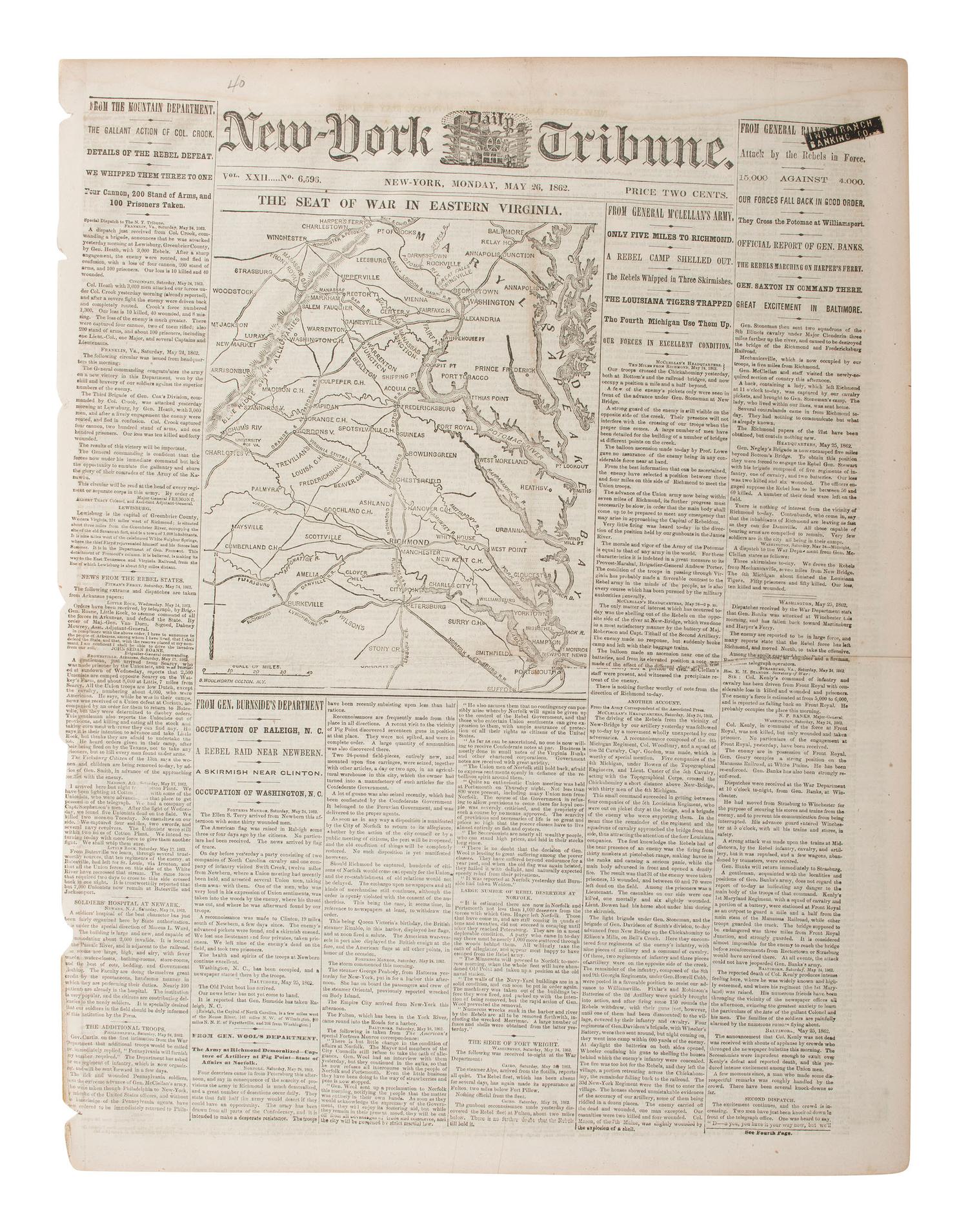 [CIVIL WAR]. Collection of illustrated war-date newspapers, maps, prints, and correspondence.