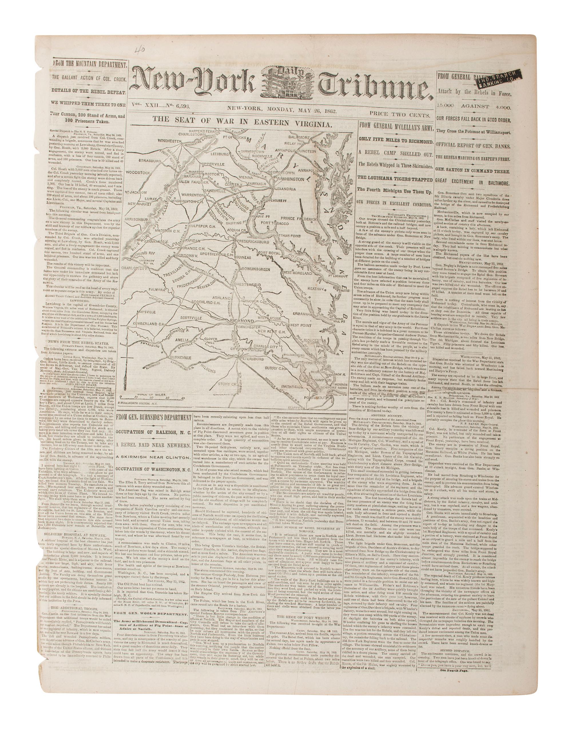 [CIVIL WAR]. Collection of illustrated war-date newspapers, maps, prints, and correspondence.