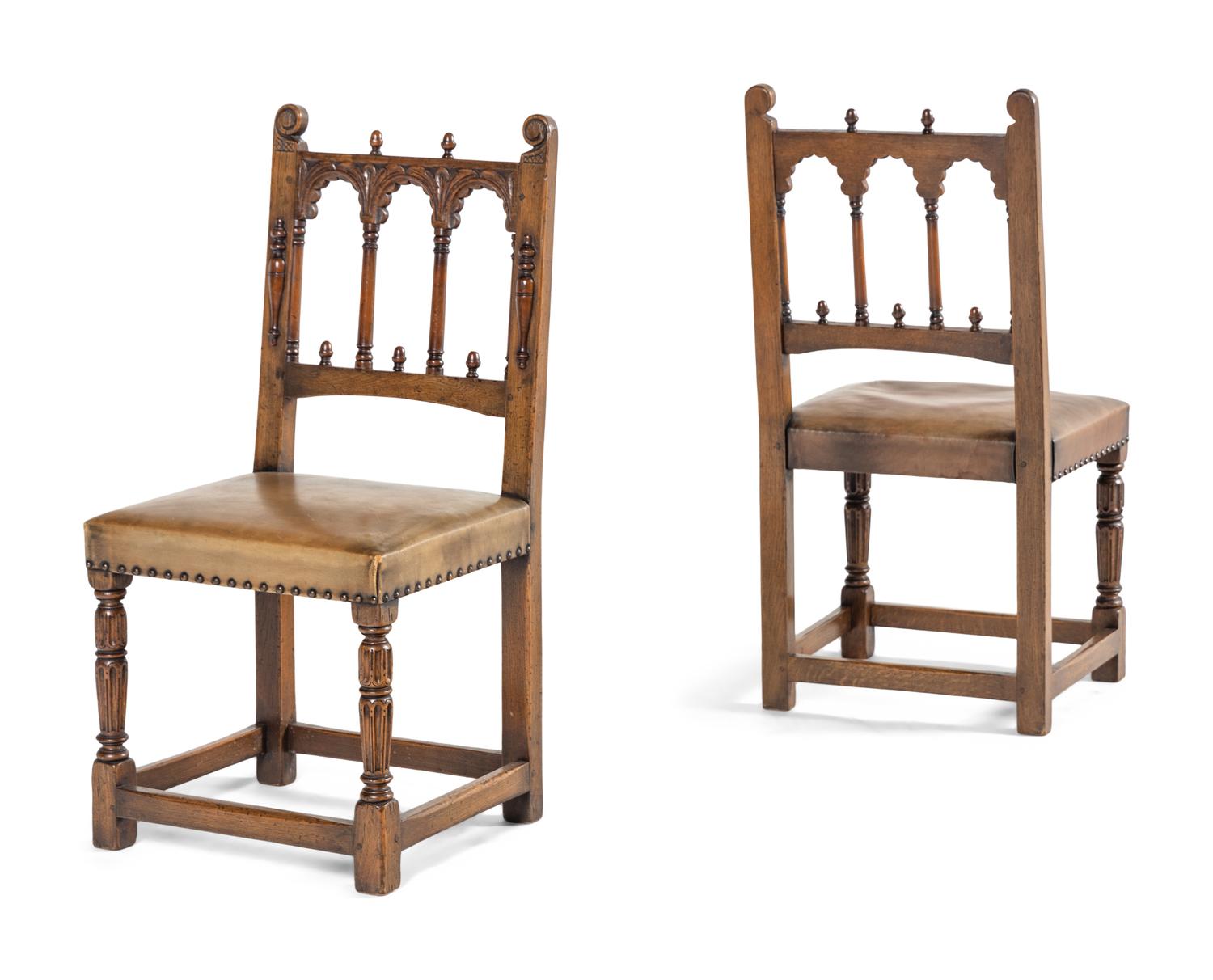 A Set of Six William & Mary Style Oak Dining Chairs