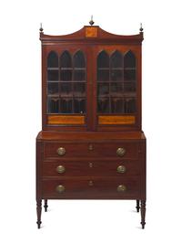 A Federal Inlaid Mahogany Secretary Desk, New England, Circa 1800