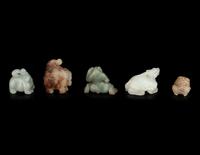 Five Chinese Jade and Hardstone Figures of Animals